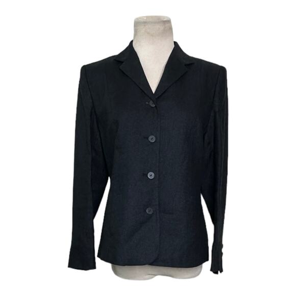 Style & Co black linen 4 buttoned lined blazer size 4P - Picture 1 of 16